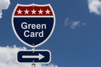 Green Card Street Sign with Arrow